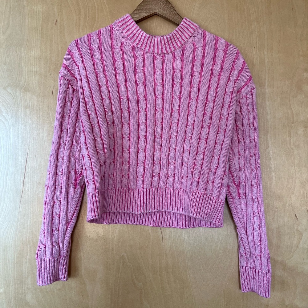 Gap pink cable knit sweater